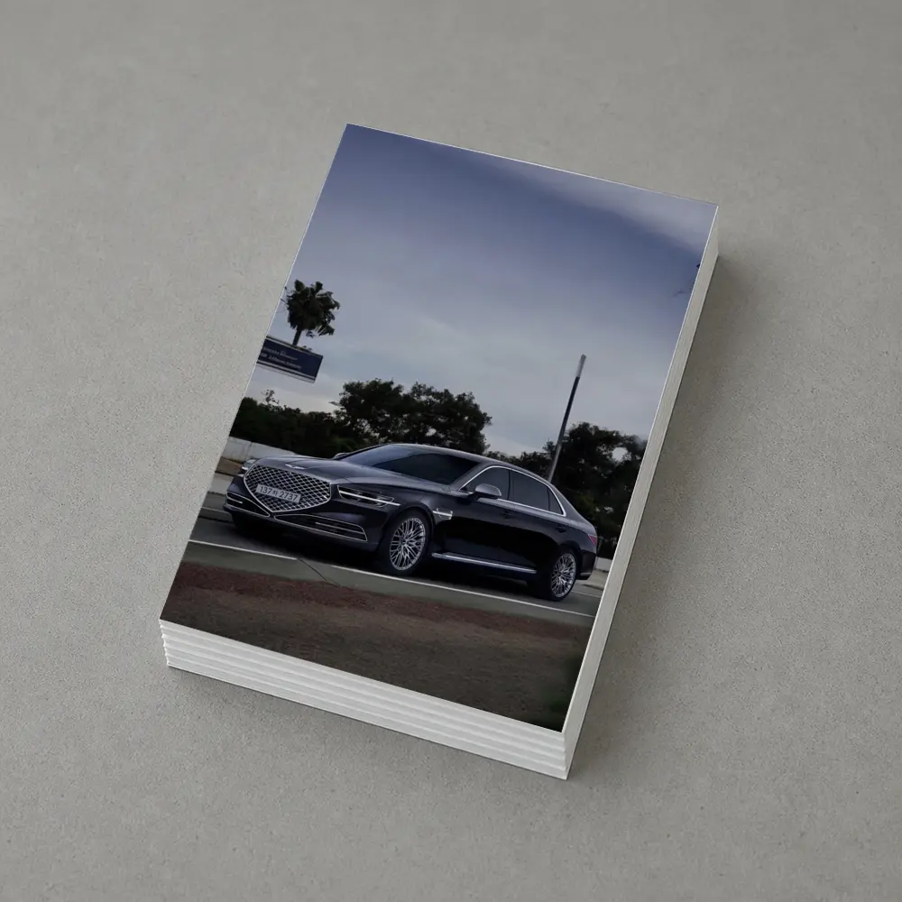 Genesis G90 Luxury Sedan on City Street – Postcards