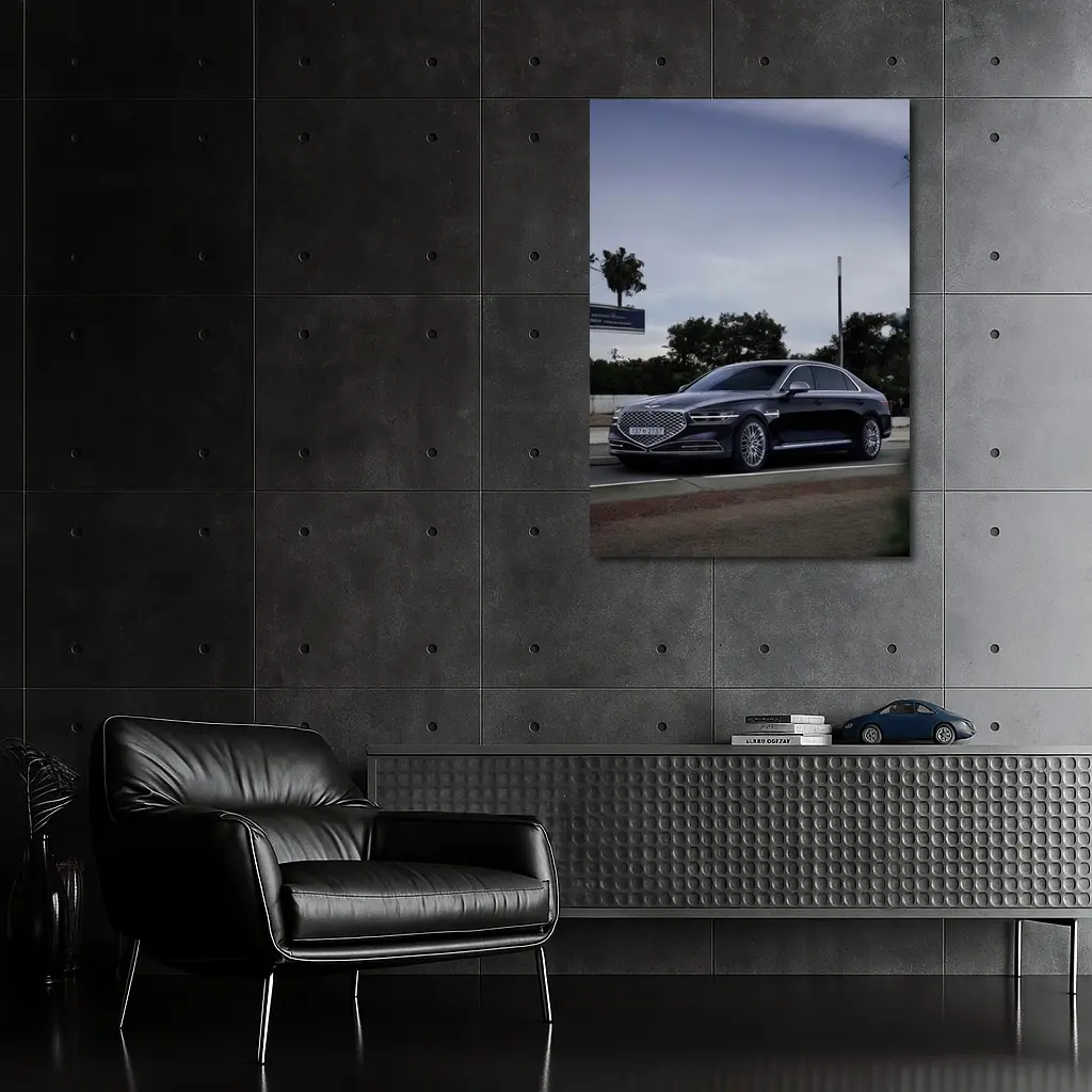 Genesis G90 Luxury Sedan on City Street – Wall Art