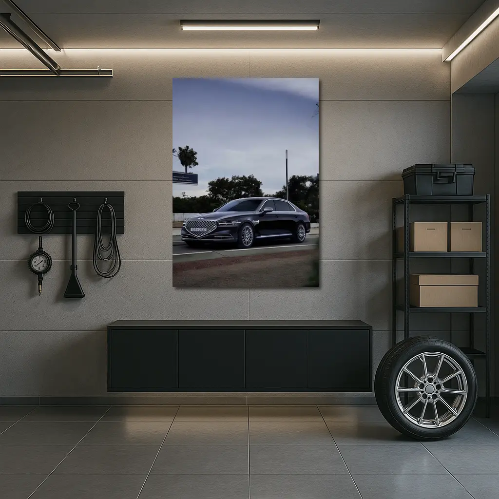 Genesis G90 Luxury Sedan on City Street – Wall Art