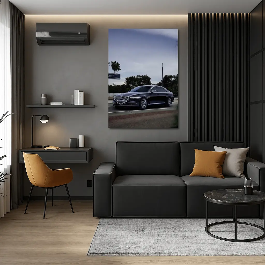 Genesis G90 Luxury Sedan on City Street – Wall Art