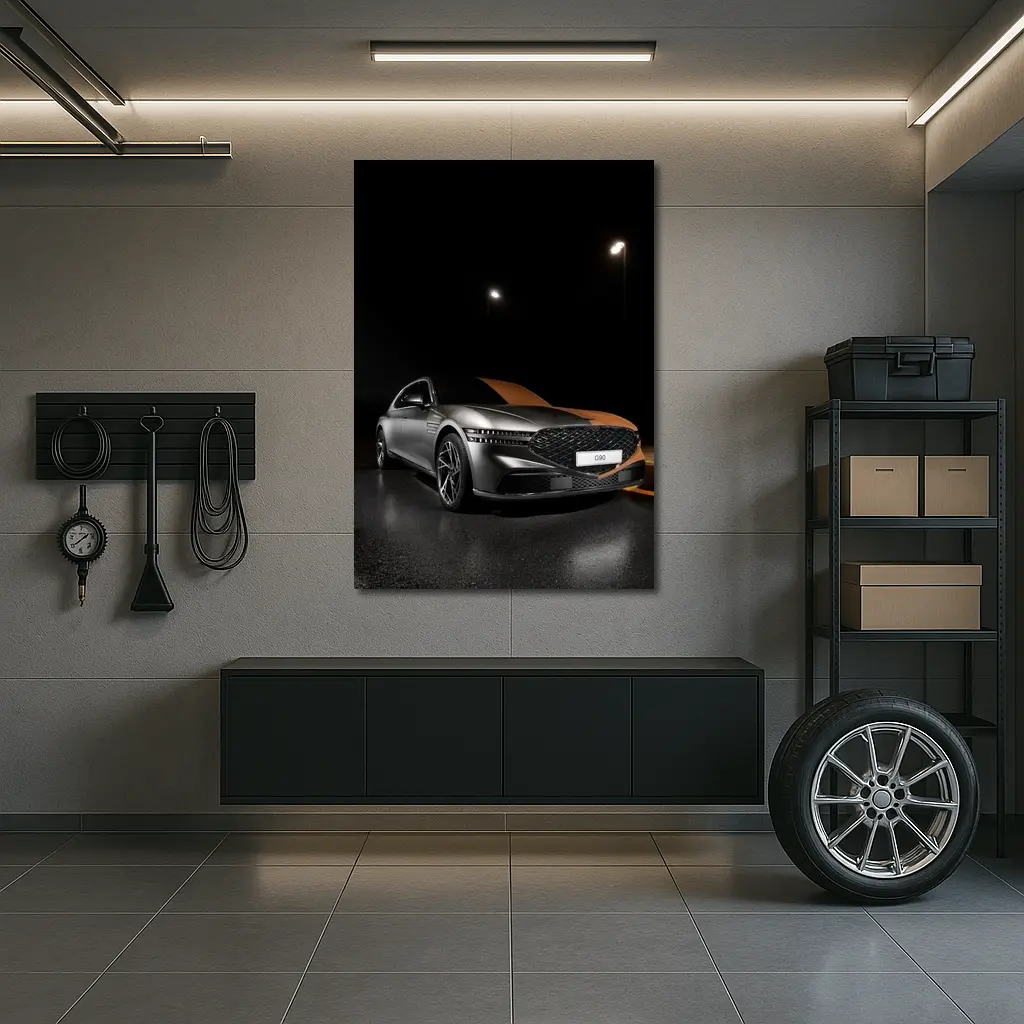 Genesis G90 Parked Dark Night Street – Wall Art