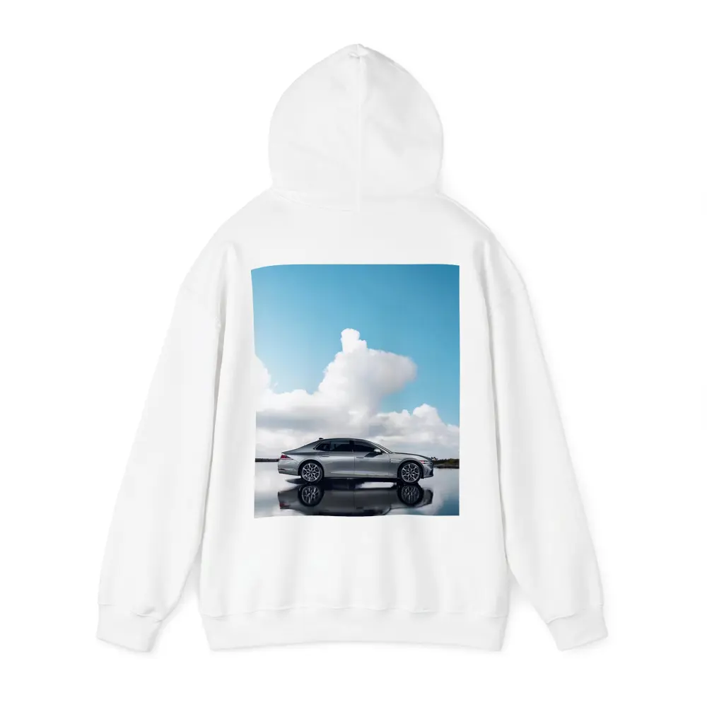 Genesis G90 Silver Sedan Cloudy Sky Reflection – Hoodies