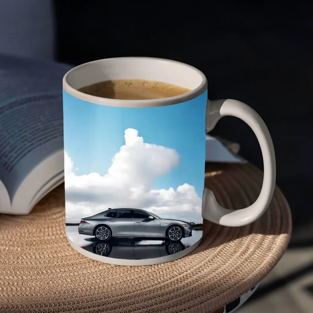 Genesis G90 Silver Sedan Cloudy Sky Reflection – Mugs