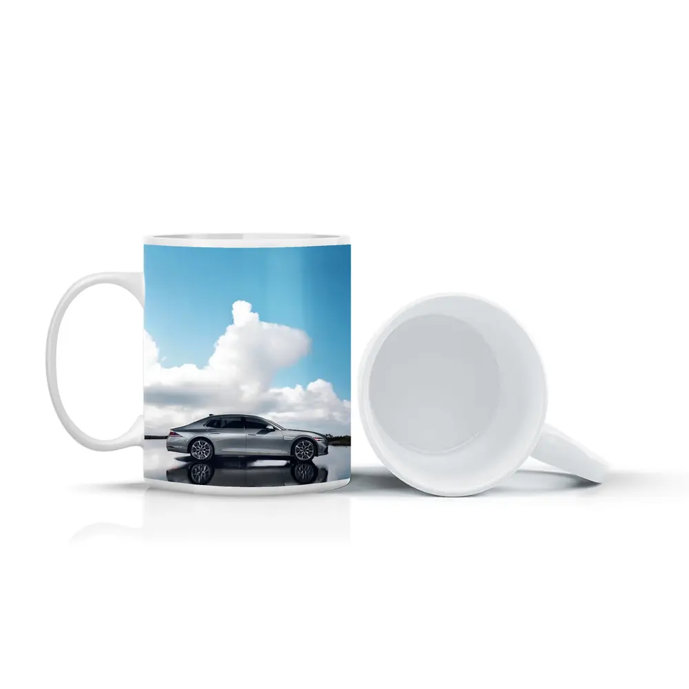 Genesis G90 Silver Sedan Cloudy Sky Reflection – Mugs