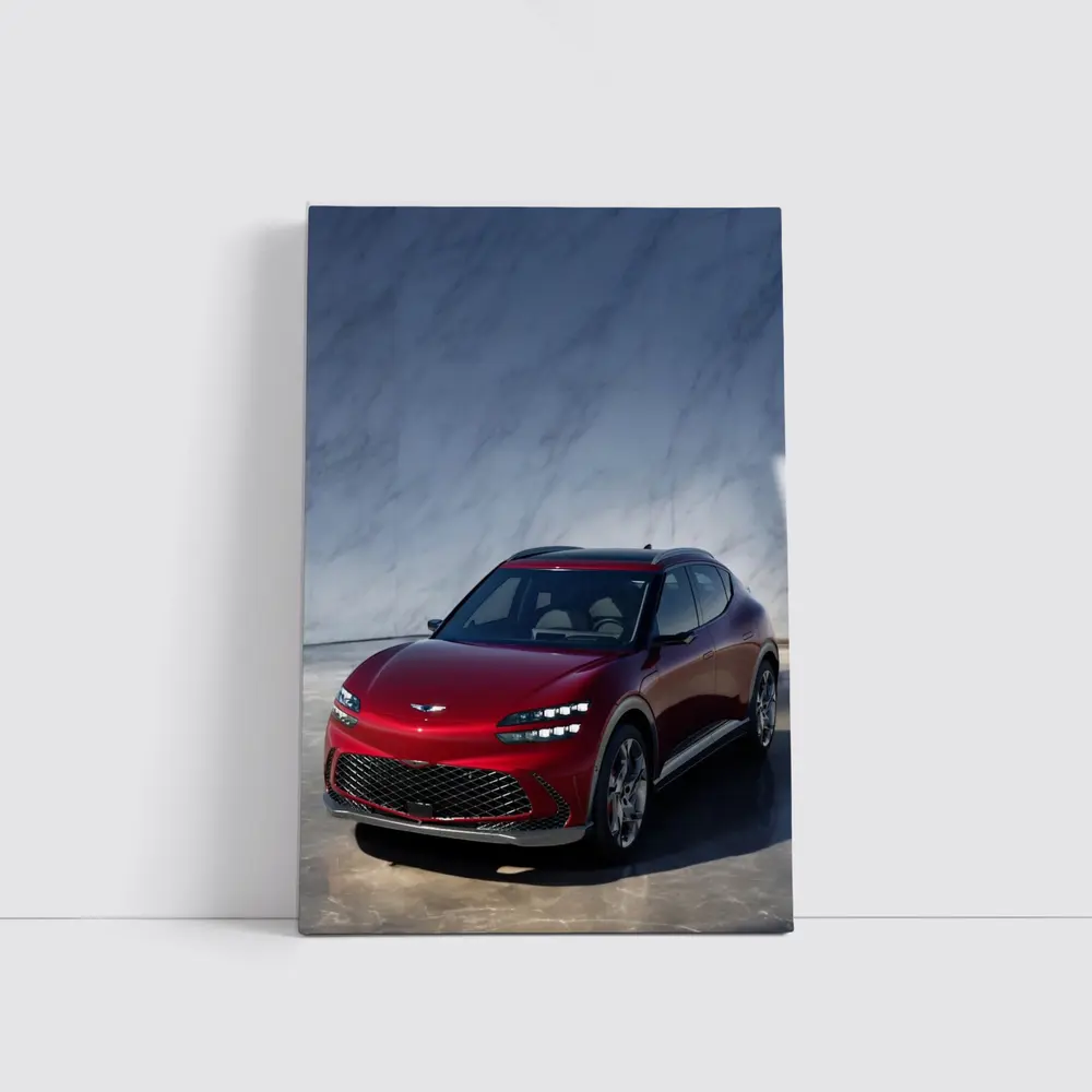 Genesis GV60 Red SUV Marble Background – Wall Art