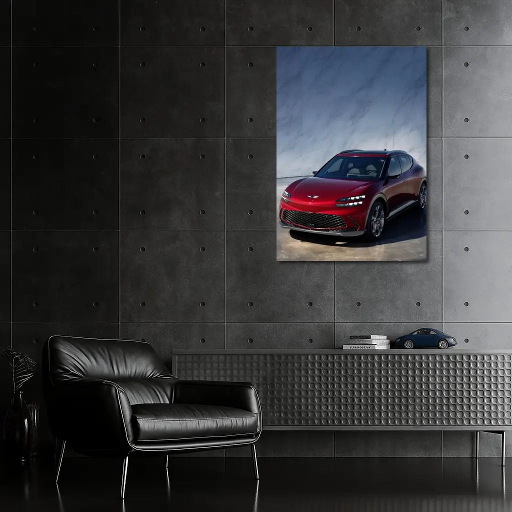 Genesis GV60 Red SUV Marble Background – Wall Art