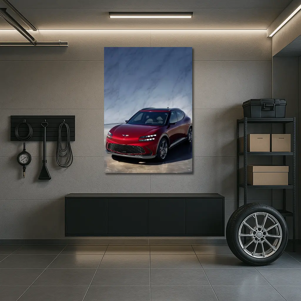 Genesis GV60 Red SUV Marble Background – Wall Art
