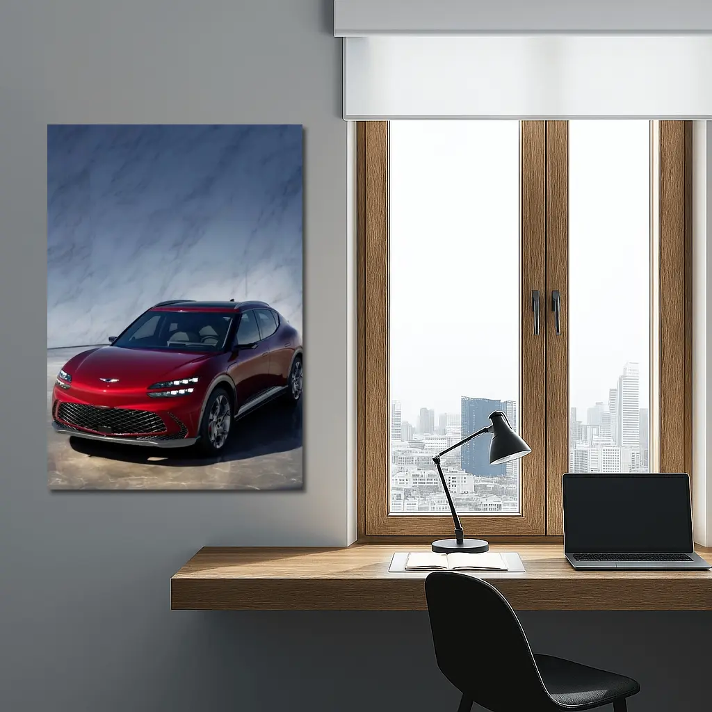 Genesis GV60 Red SUV Marble Background – Wall Art