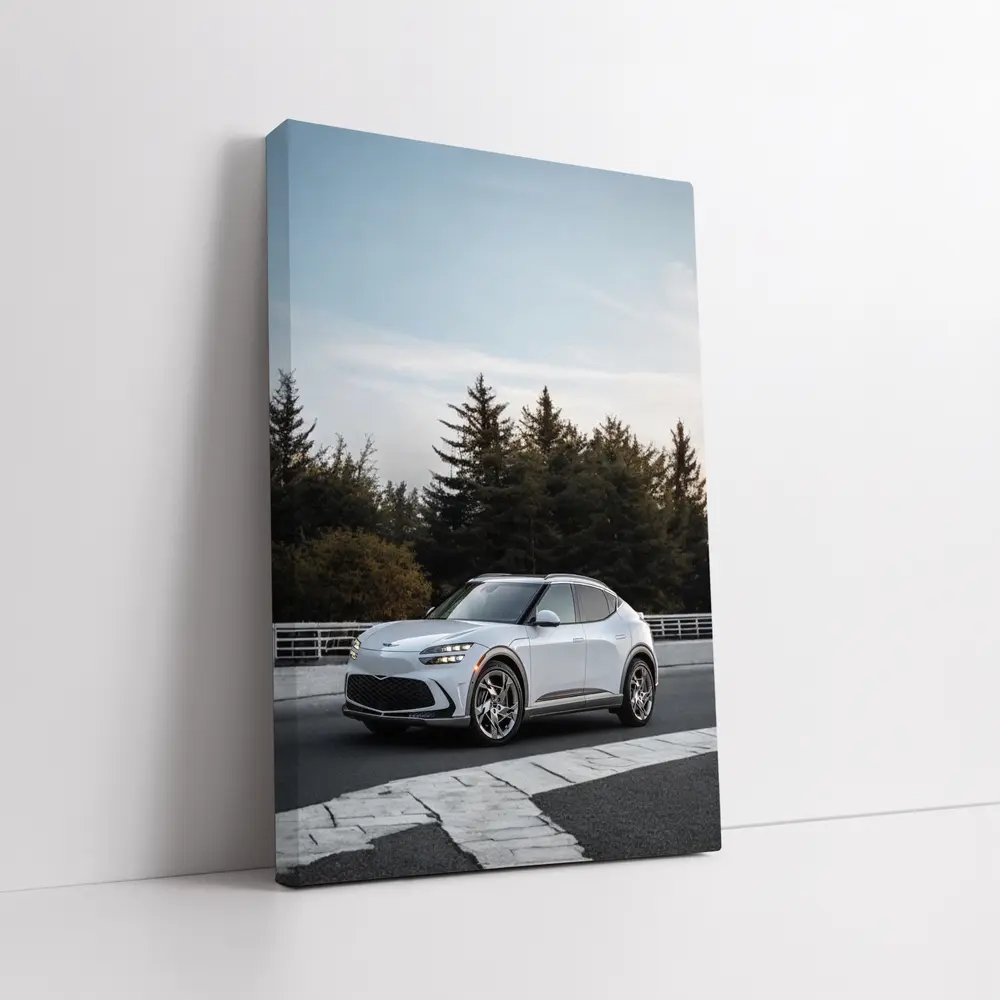 Genesis GV60 Silver SUV Forest Background – Wall Art