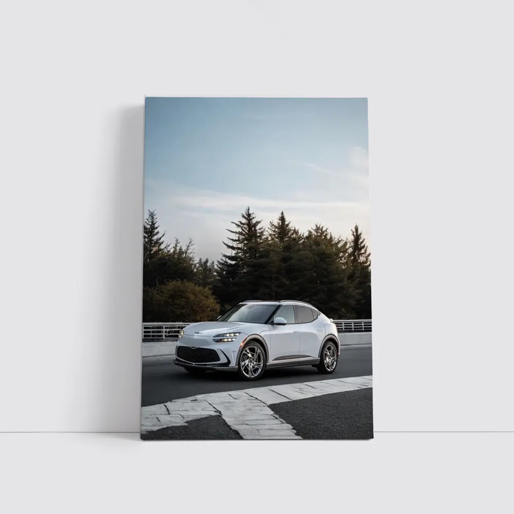 Genesis GV60 Silver SUV Forest Background – Wall Art