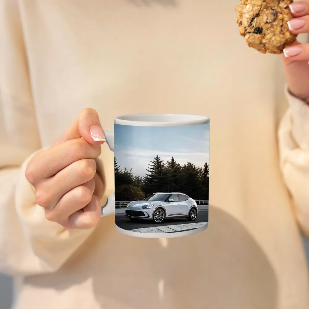 Genesis GV60 Silver SUV Forest Background – Mugs