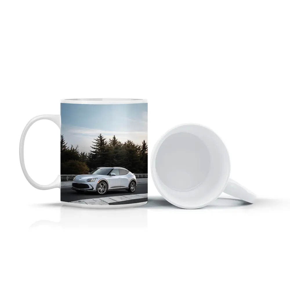Genesis GV60 Silver SUV Forest Background – Mugs