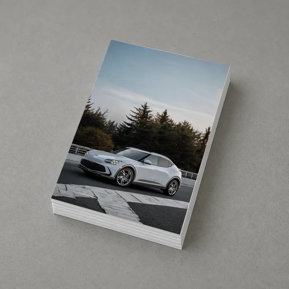 Genesis GV60 Silver SUV Forest Background – Postcards