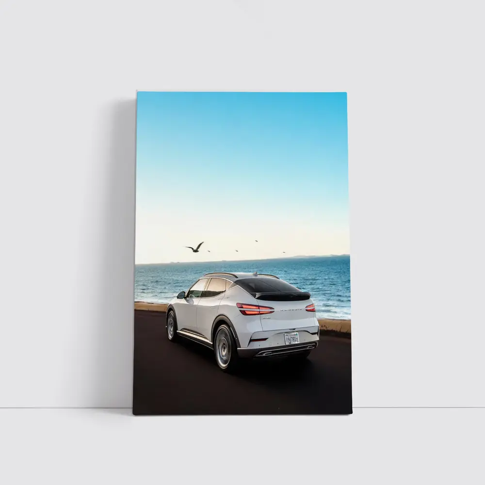 Genesis GV60 White SUV Coastal Ocean View – Wall Art