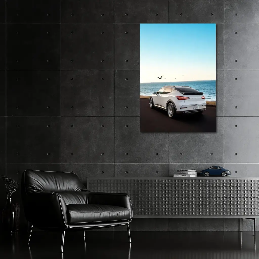 Genesis GV60 White SUV Coastal Ocean View – Wall Art