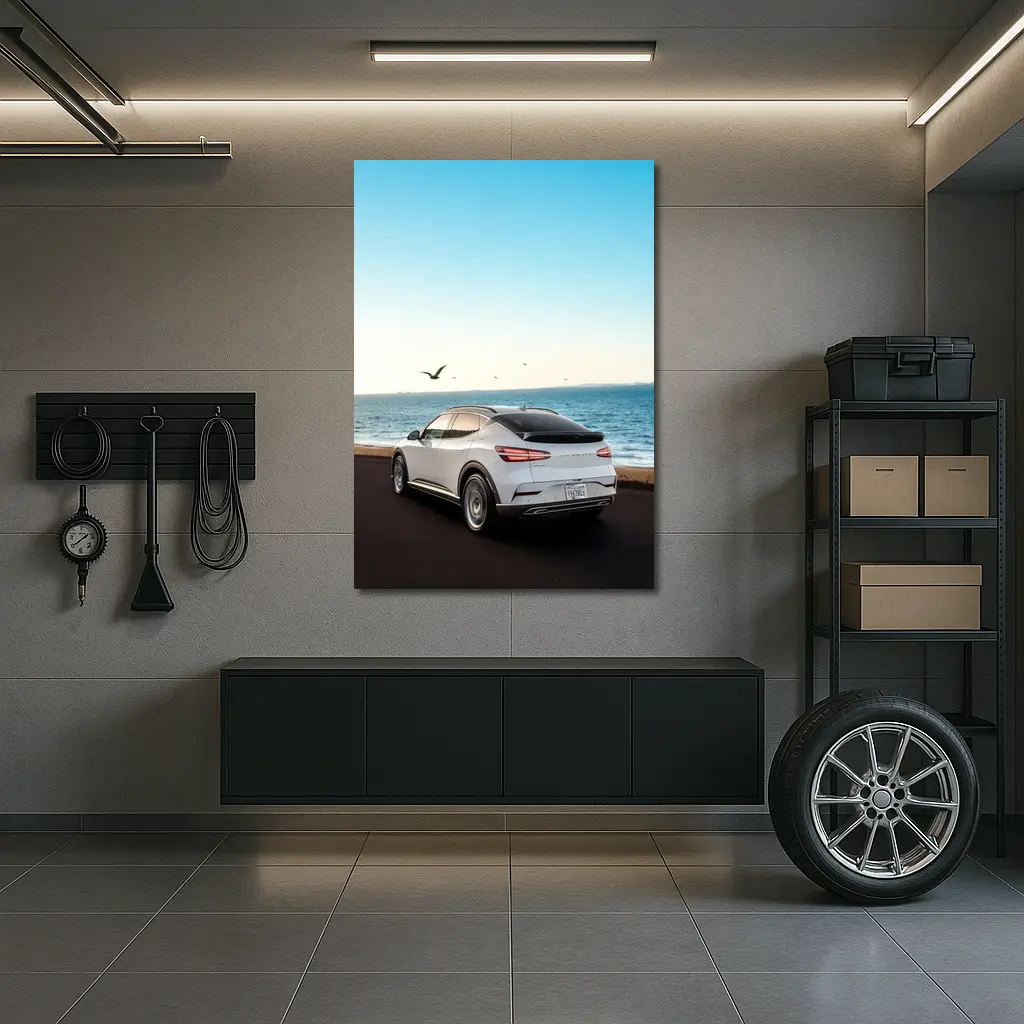 Genesis GV60 White SUV Coastal Ocean View – Wall Art