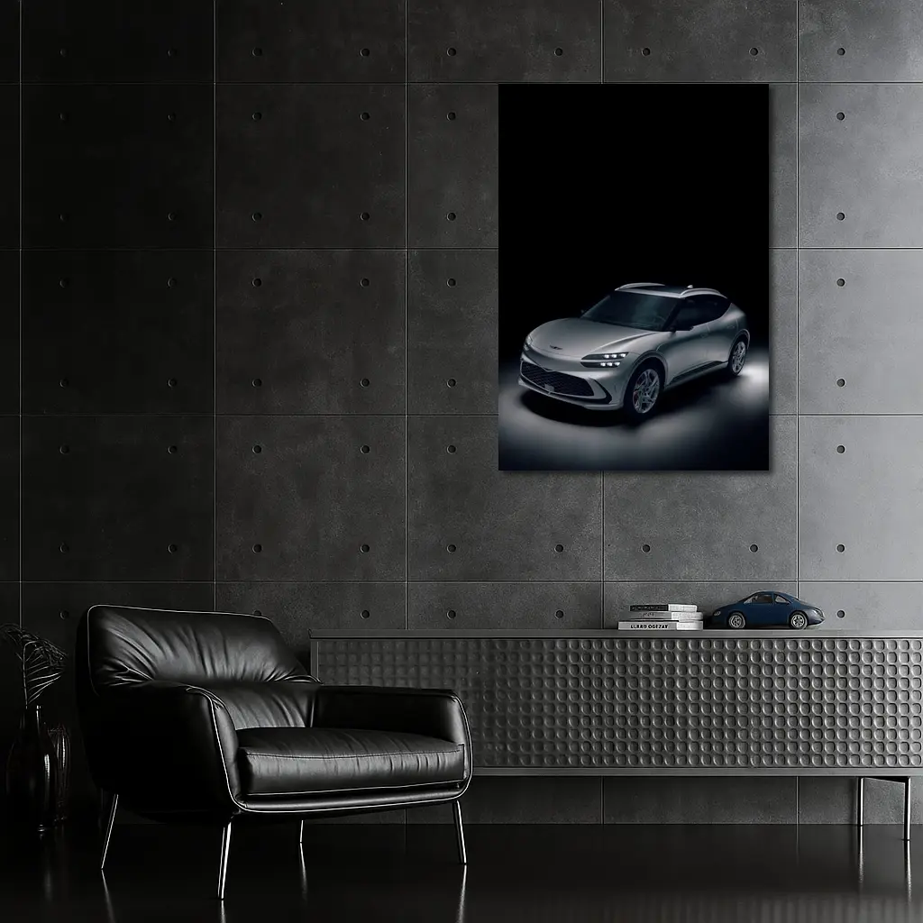 Genesis GV60 Silver SUV Dark Studio – Wall Art