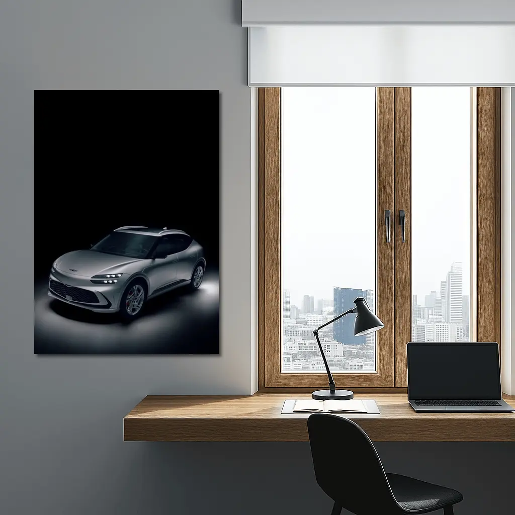 Genesis GV60 Silver SUV Dark Studio – Wall Art