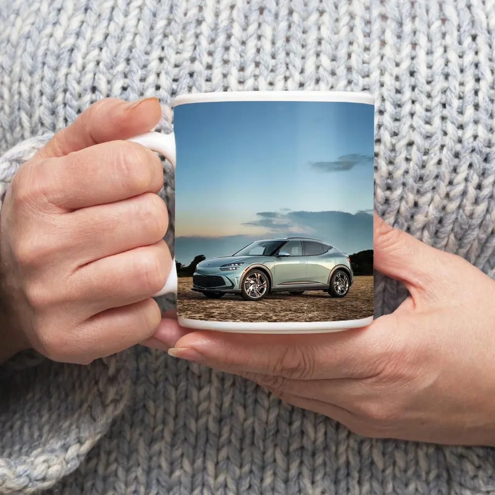 Genesis GV60 Parked on Sandy Beach – Mugs