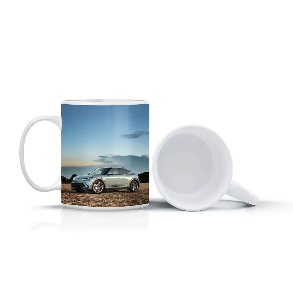 Genesis GV60 Parked on Sandy Beach – Mugs