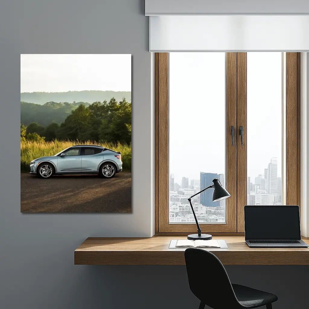 Genesis GV60 Parked Near Green Hills – Wall Art