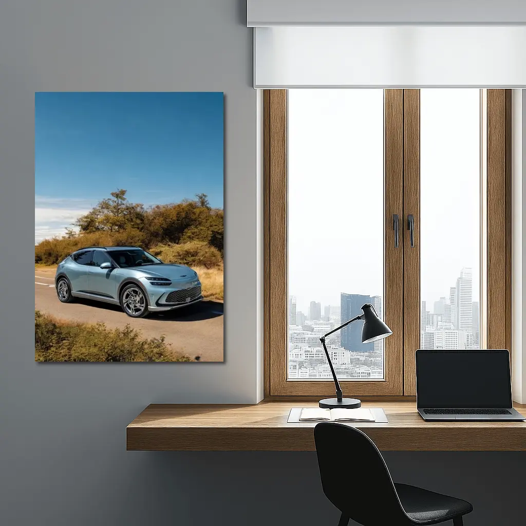 Genesis GV60 Silver SUV Desert Road – Wall Art