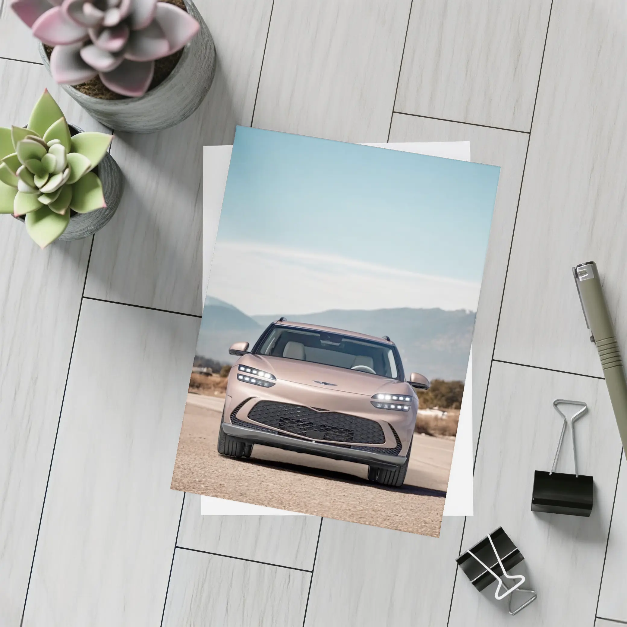 Genesis GV60 Parked Open Road Mountains – Postcards