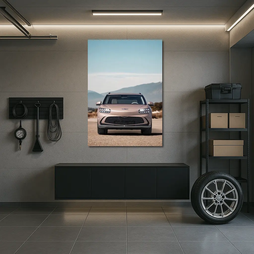 Genesis GV60 Parked Open Road Mountains – Wall Art