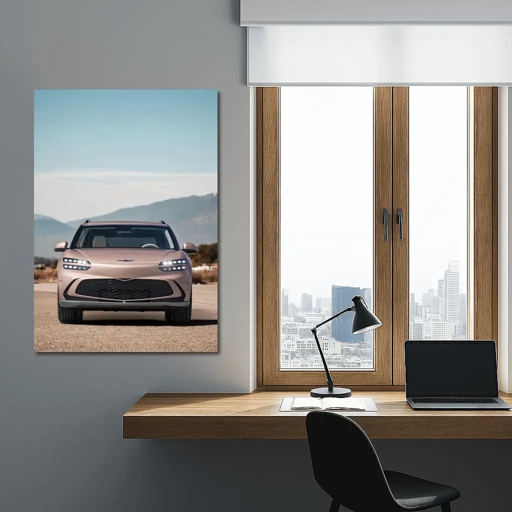 Genesis GV60 Parked Open Road Mountains – Wall Art