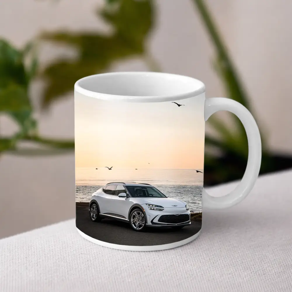 Genesis GV60 Parked by Coastal Sunset – Mugs