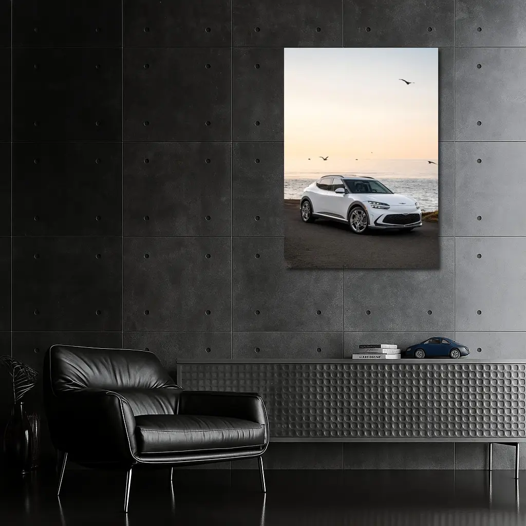 Genesis GV60 Parked by Coastal Sunset – Wall Art