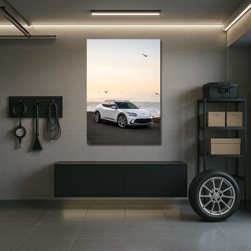 Genesis GV60 Parked by Coastal Sunset – Wall Art