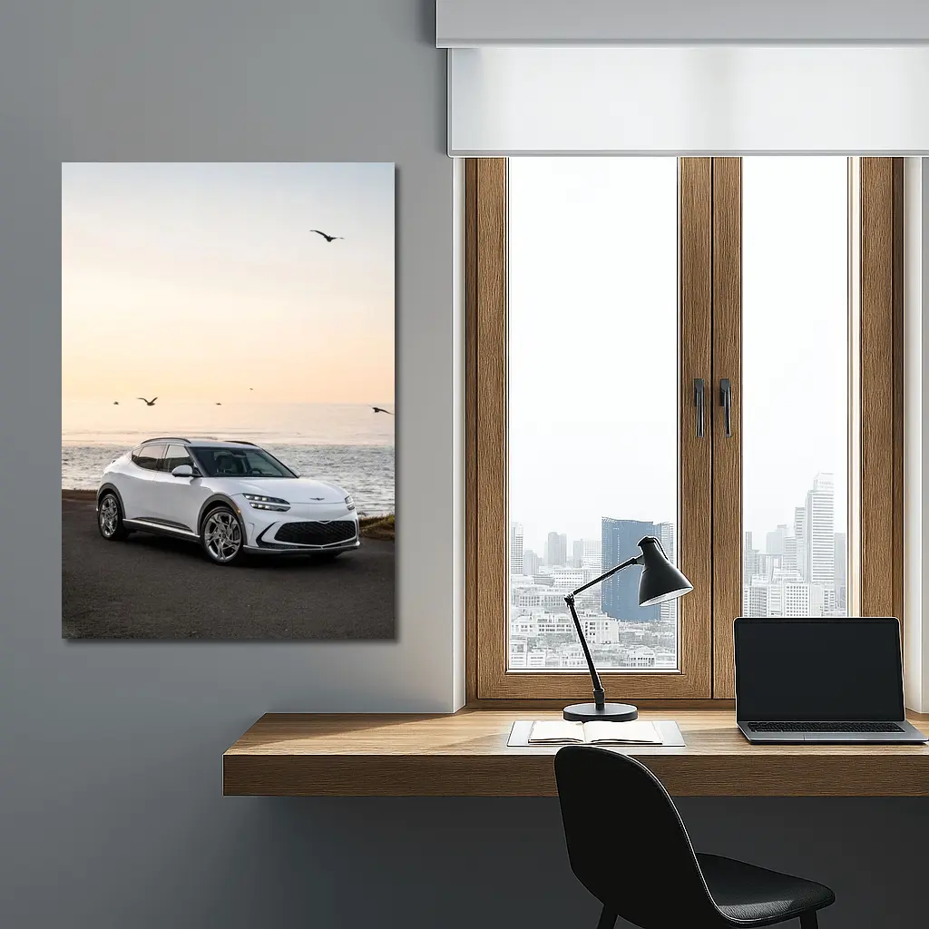 Genesis GV60 Parked by Coastal Sunset – Wall Art
