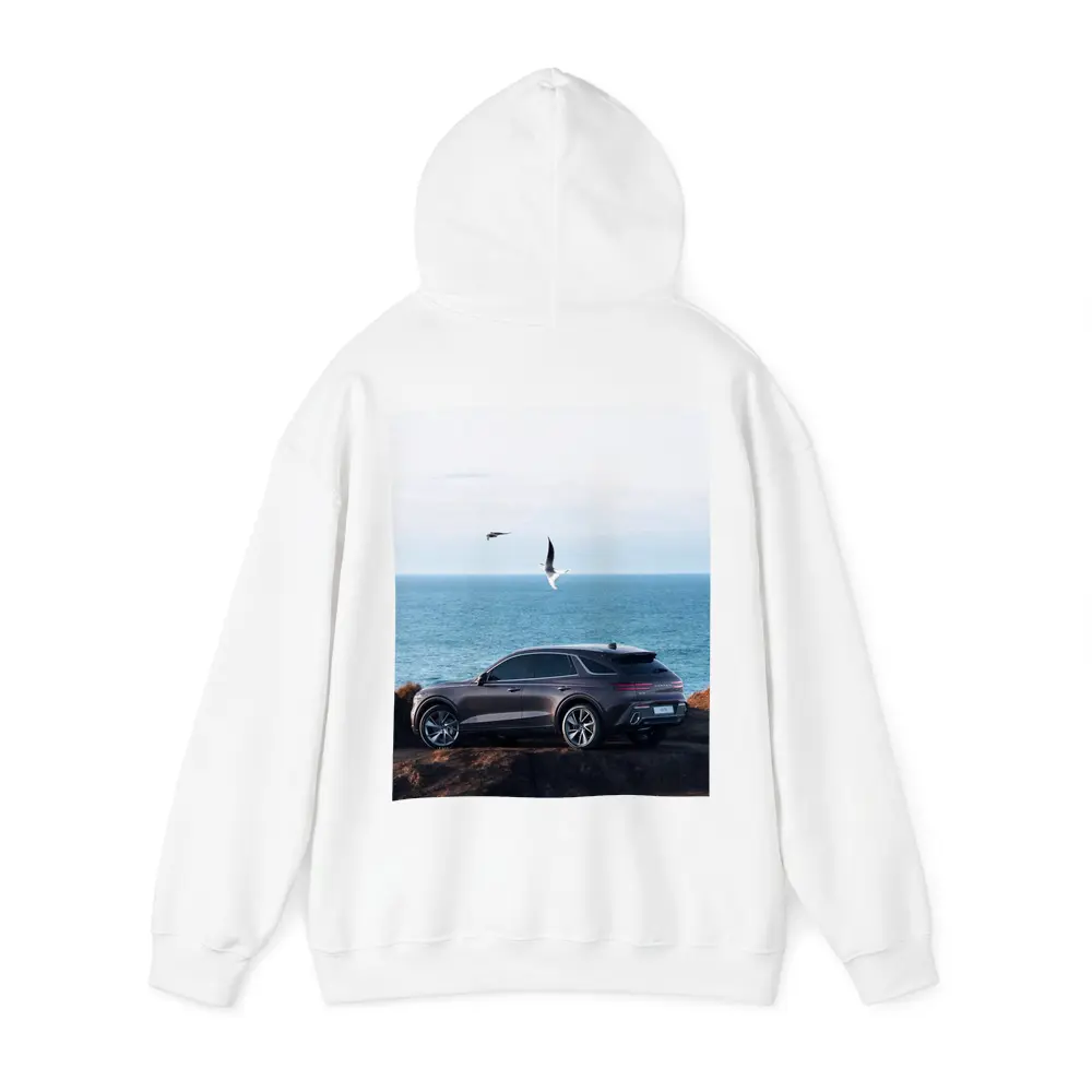 Genesis GV70 Parked On Coastal Cliff – Hoodies