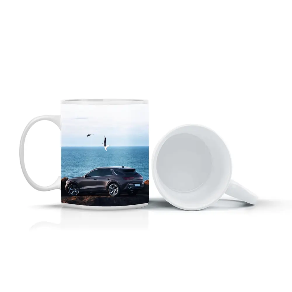 Genesis GV70 Parked On Coastal Cliff – Mugs