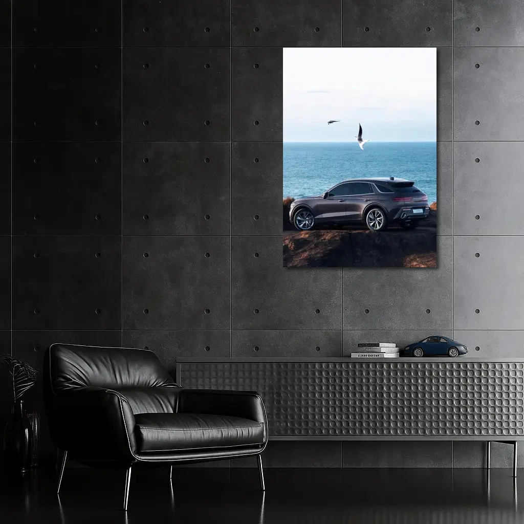 Genesis GV70 Parked On Coastal Cliff – Wall Art