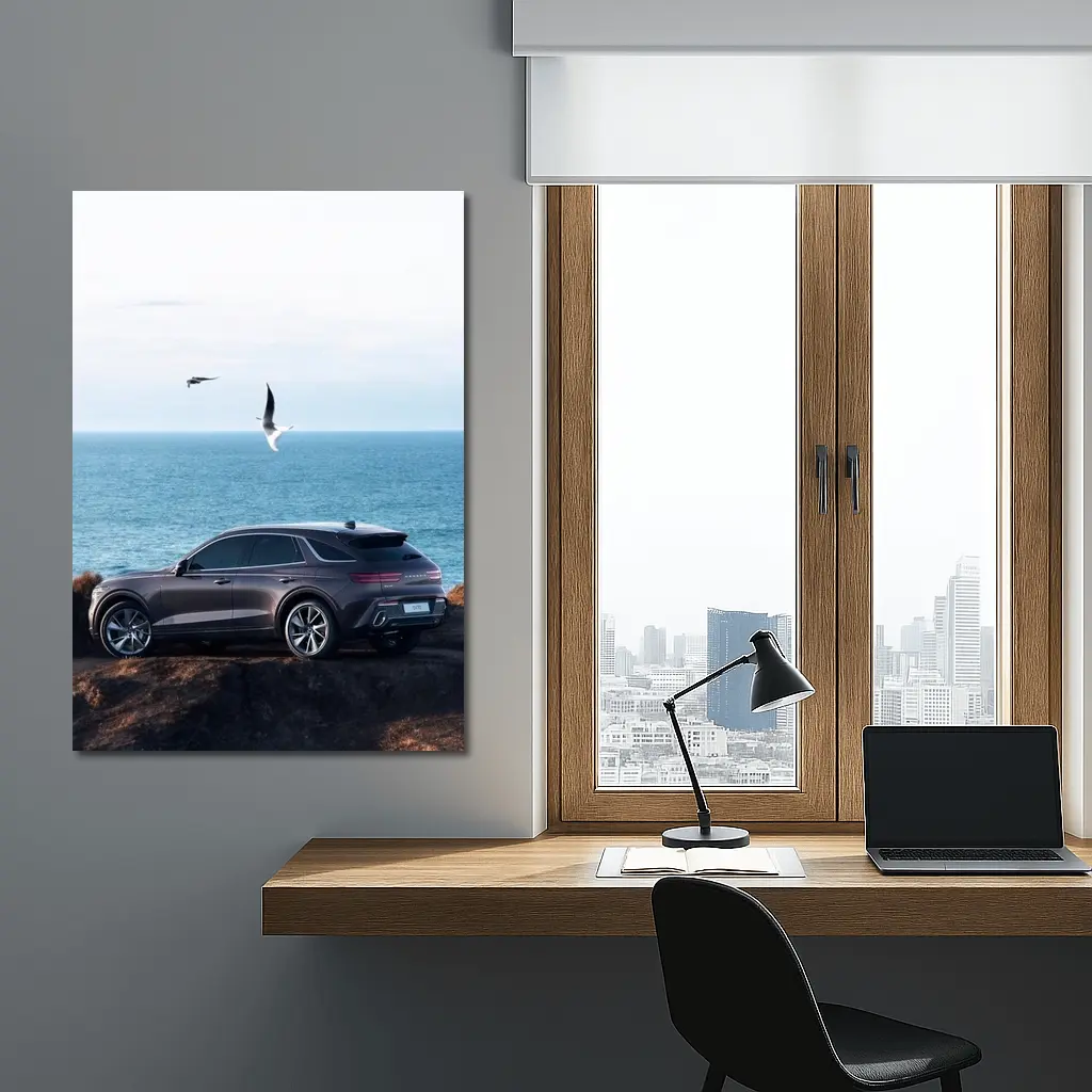 Genesis GV70 Parked On Coastal Cliff – Wall Art