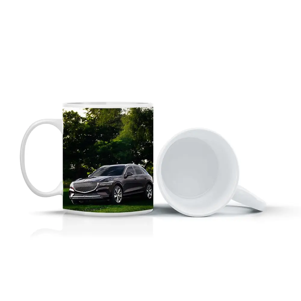 Genesis GV70 Parked Green Garden Trees – Mugs