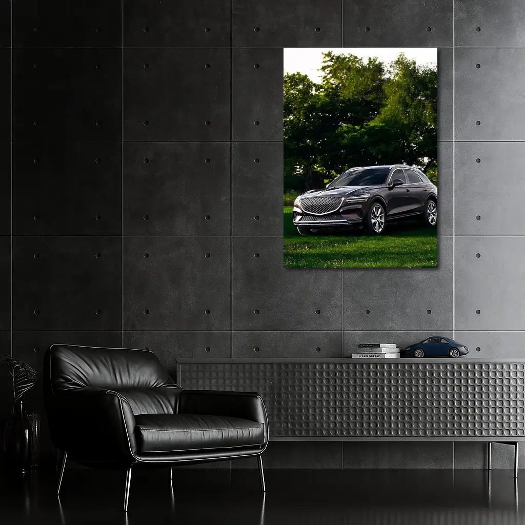 Genesis GV70 Parked Green Garden Trees – Wall Art