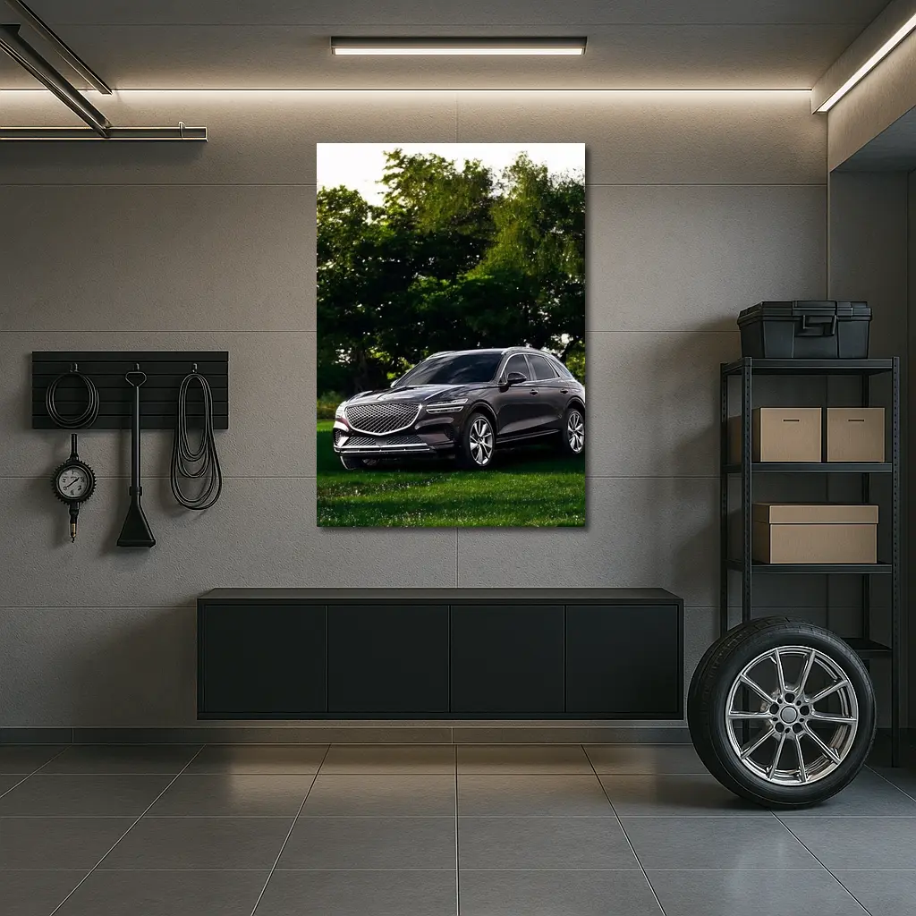 Genesis GV70 Parked Green Garden Trees – Wall Art
