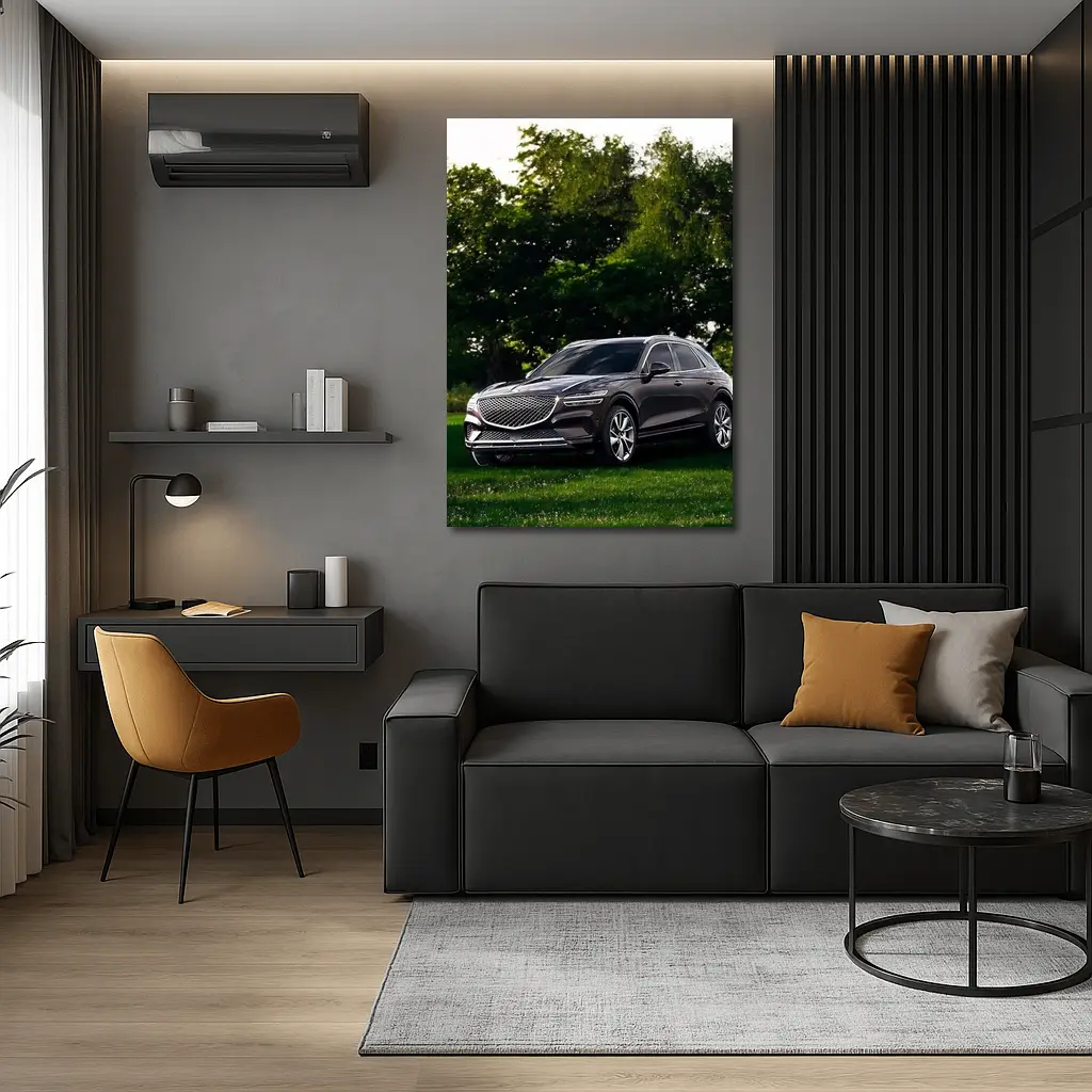 Genesis GV70 Parked Green Garden Trees – Wall Art
