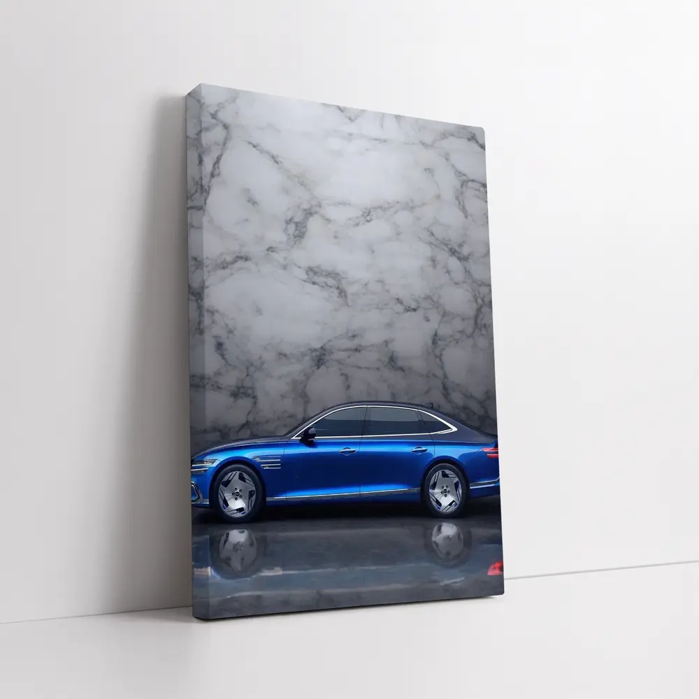 Genesis G90 Blue Sedan Marble Background – Wall Art
