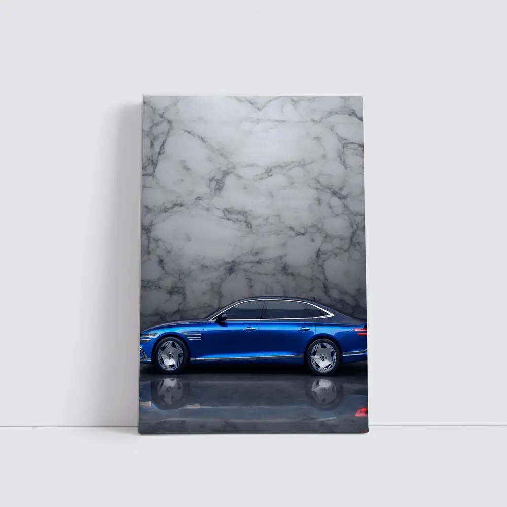 Genesis G90 Blue Sedan Marble Background – Wall Art