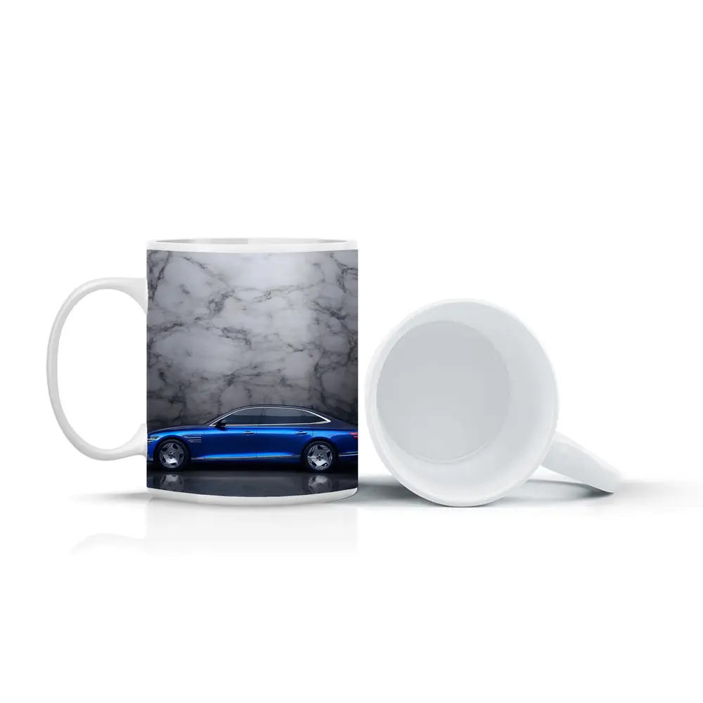 Genesis G90 Blue Sedan Marble Background – Mugs