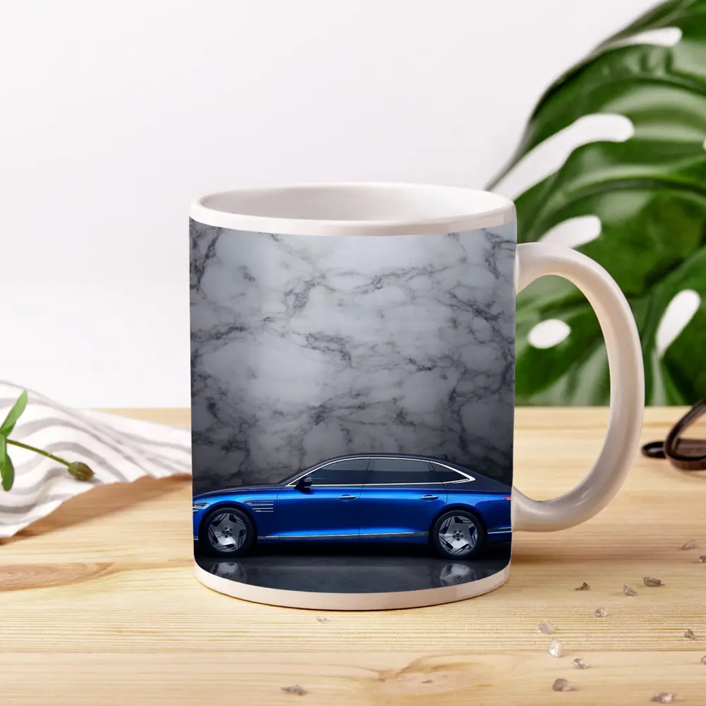 Genesis G90 Blue Sedan Marble Background – Mugs