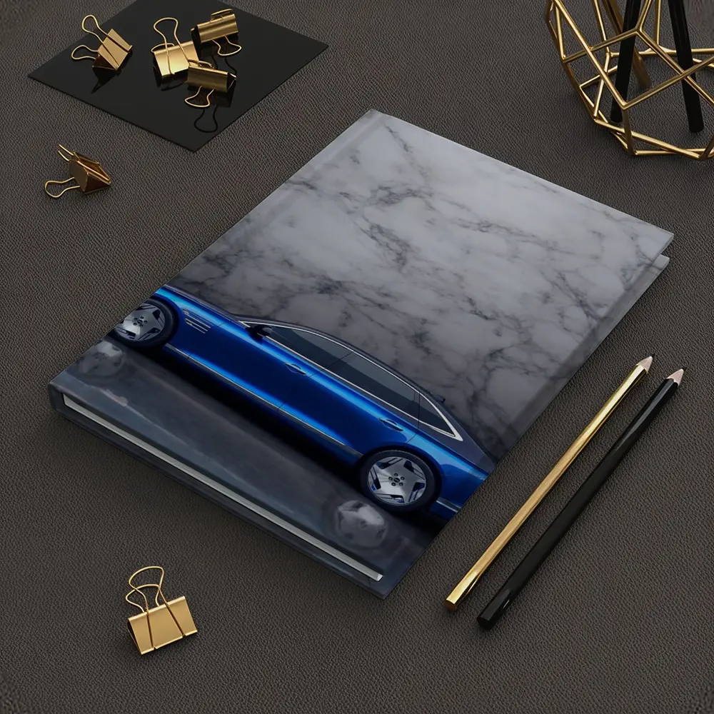Genesis G90 Blue Sedan Marble Background – Notebooks
