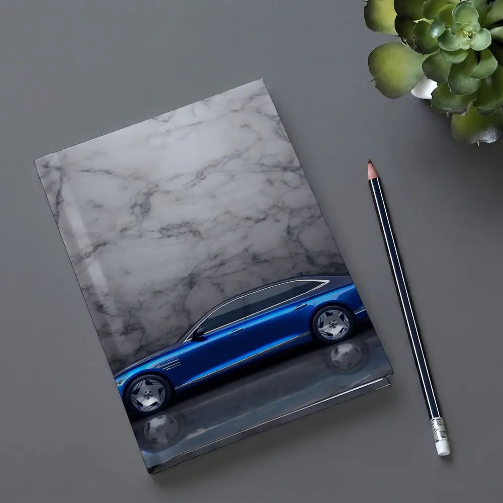 Genesis G90 Blue Sedan Marble Background – Notebooks