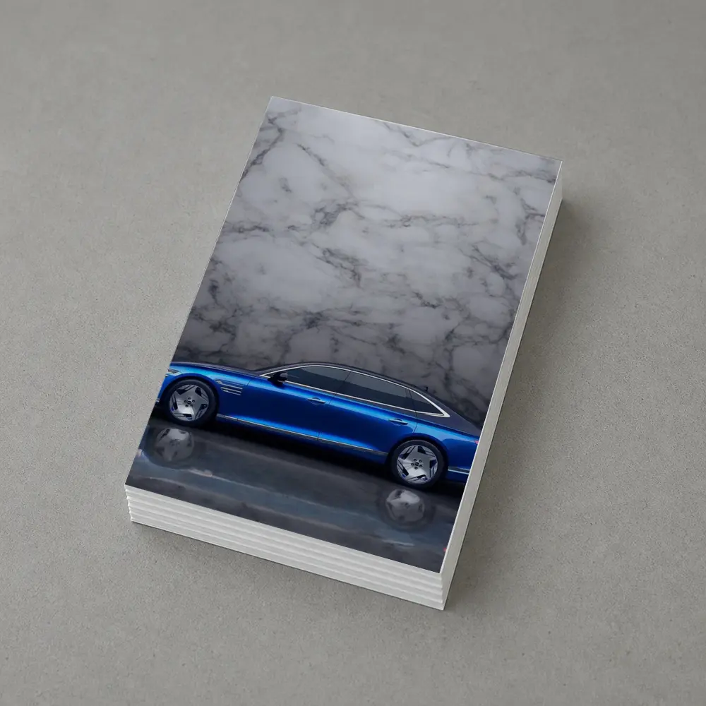 Genesis G90 Blue Sedan Marble Background – Postcards