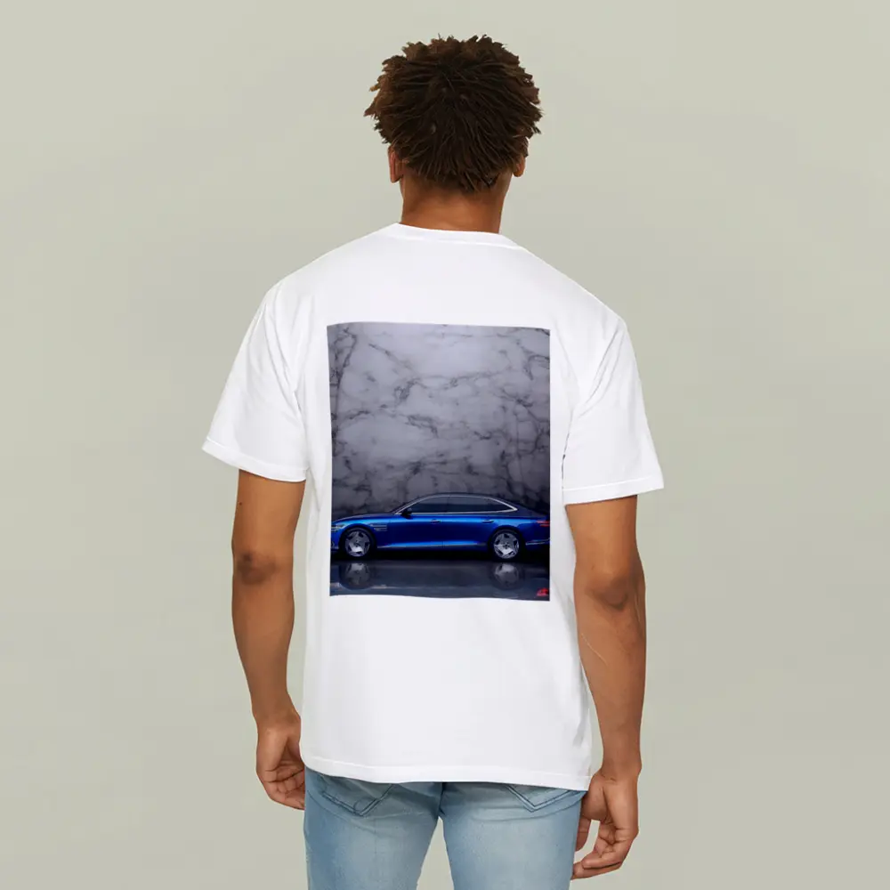 Genesis G90 Blue Sedan Marble Background – T-Shirts