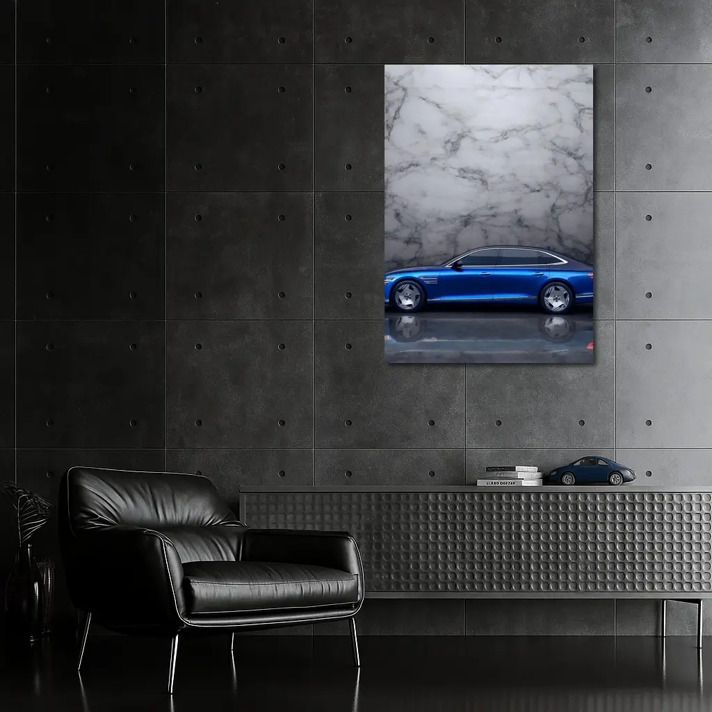 Genesis G90 Blue Sedan Marble Background – Wall Art